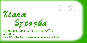 klara sztojka business card